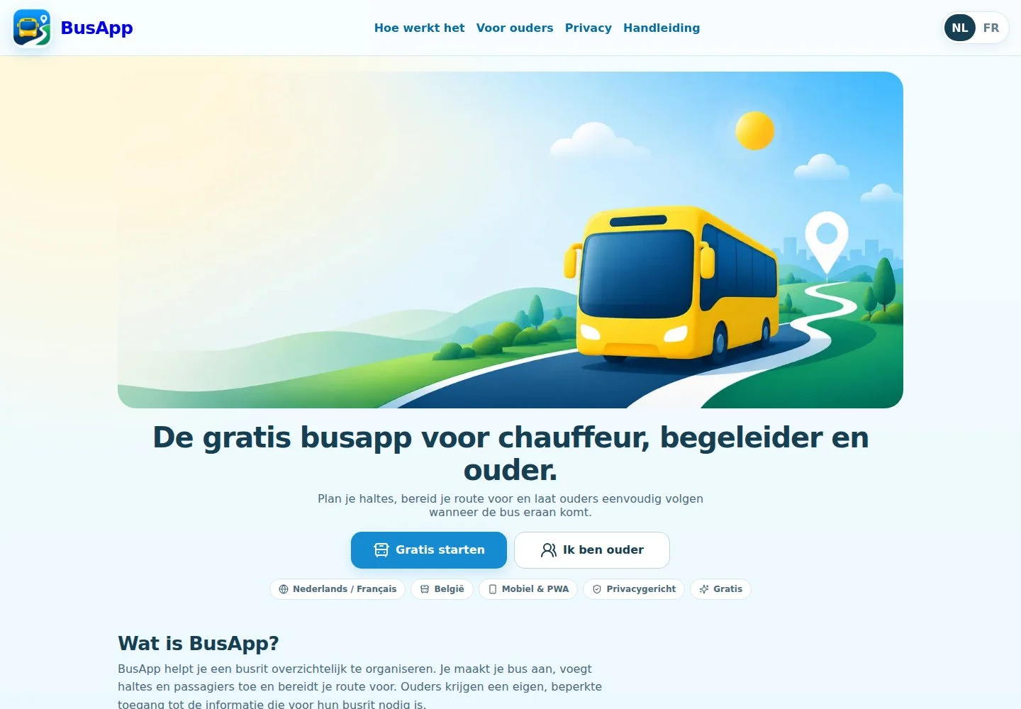 BusApp · Websitevoorbeeld